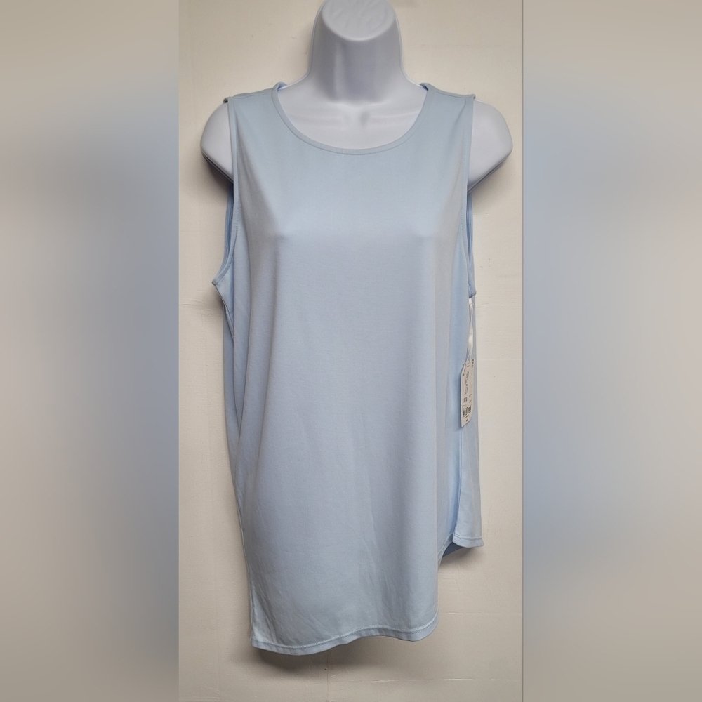 Stylus L Tunic Tank Top Asymmetrical Powder Blue Flowing Comfort New